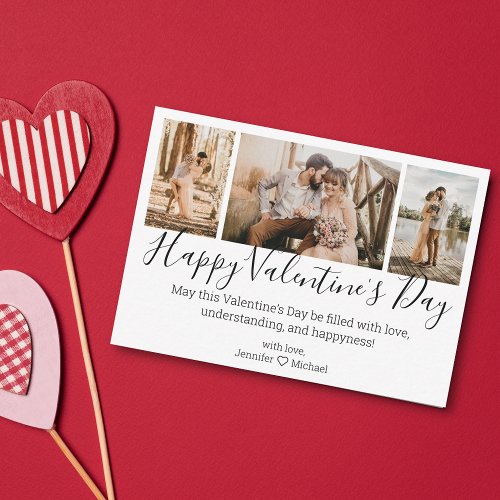 happy valentines day 3 photos collage chic  note card