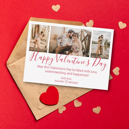 happy valentines day 3 photos collage chic  red note card