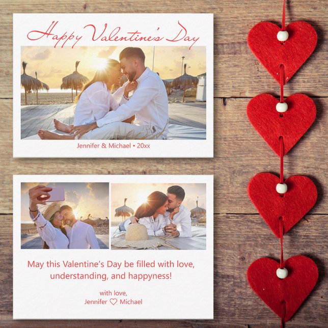 happy valentines day 3 photos holiday budget note card (Creator Uploaded)