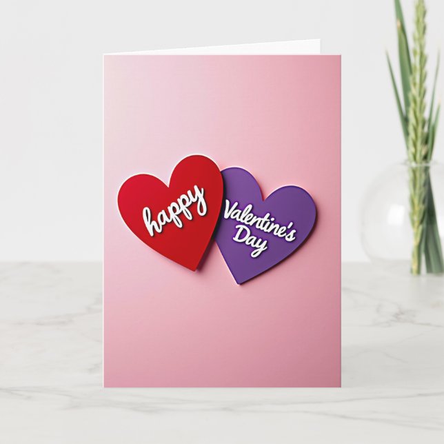 Happy Valentines Day 3D Hearts Card (Front)