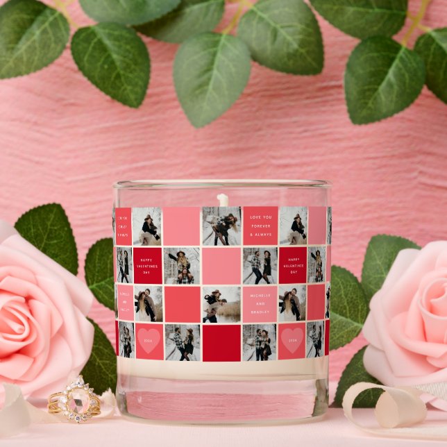 Happy Valentines Day 8 Photo Grid Scented Candle (Wedding)