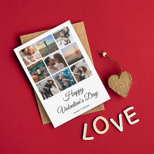 happy valentines day 9 photos collage personalized note card