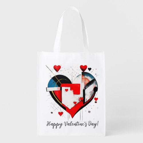 Happy Valentines Day Abstract Print Grocery Bag