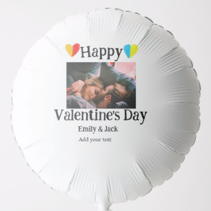 Happy valentine's day add couple name photo simple balloon