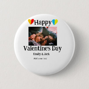 Happy valentine's day add couple name photo simple button