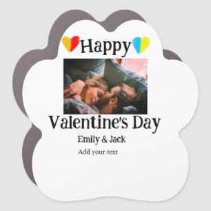 Happy valentine's day add couple name photo simple car magnet