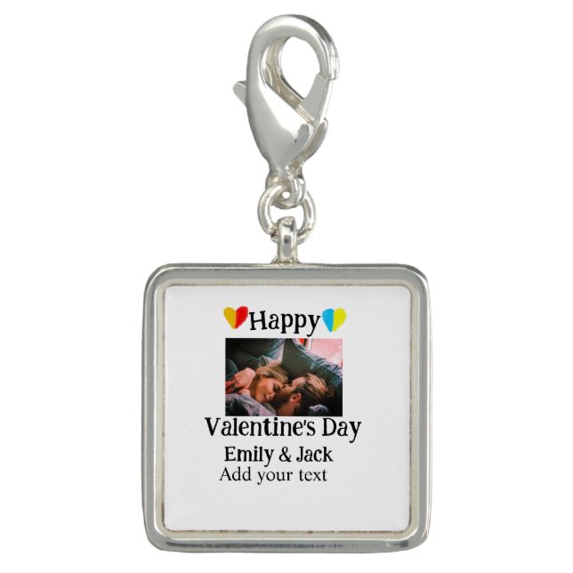 Happy valentine's day add couple name photo simple charm (Front)