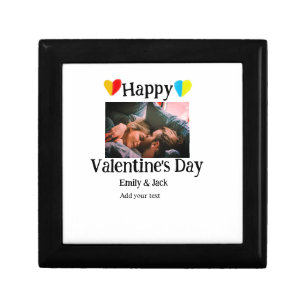 Happy valentine's day add couple name photo simple gift box