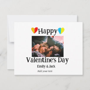 Happy valentine's day add couple name photo simple note card