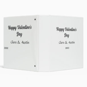 Happy Valentine's day add name date simple minimal 3 Ring Binder
