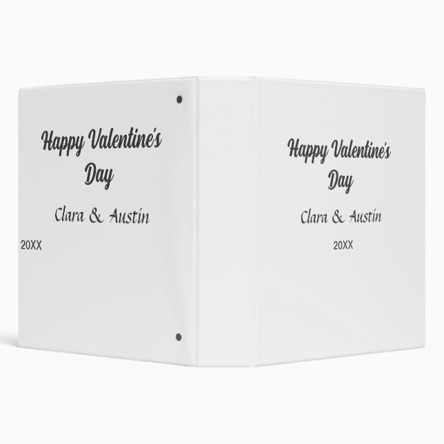 Happy Valentine's day add name date simple minimal 3 Ring Binder (Background)