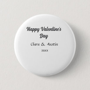 Happy Valentine's day add name date simple minimal Button