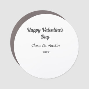Happy Valentine's day add name date simple minimal Car Magnet