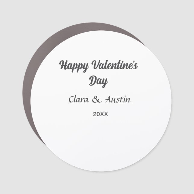 Happy Valentine's day add name date simple minimal Car Magnet (Front)