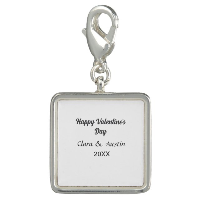 Happy Valentine's day add name date simple minimal Charm (Front)