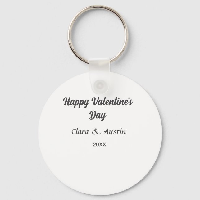 Happy Valentine's day add name date simple minimal Keychain (Front)