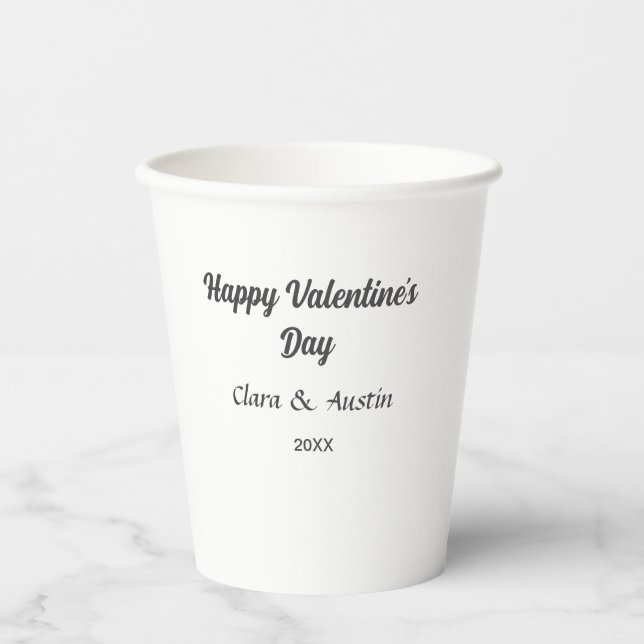 Happy Valentine's day add name date simple minimal Paper Cups (Front)