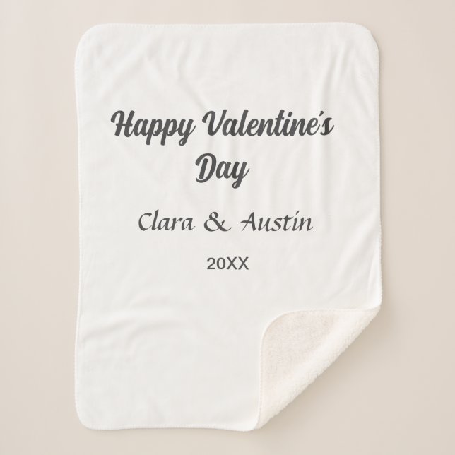 Happy Valentine's day add name date simple minimal Sherpa Blanket (Front)