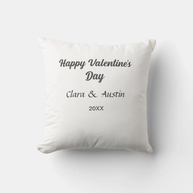 Happy Valentine's day add name date simple minimal Throw Pillow (Front)