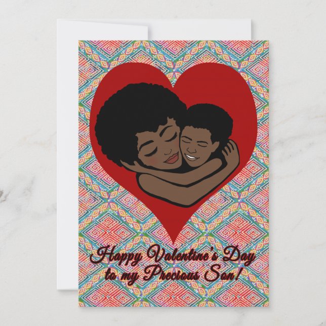 Happy Valentine's Day | African American Son Note Card (Front)