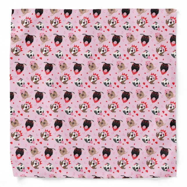 Happy Valentines Day American Pit Bull Terriers Bandana (Front)