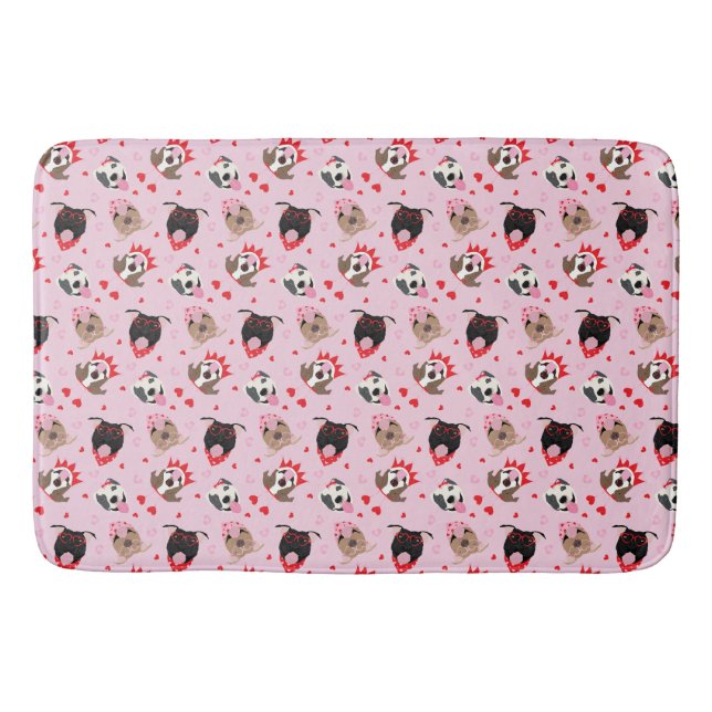 Happy Valentines Day American Pit Bull Terriers Bath Mat (Front)