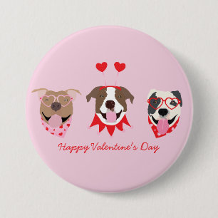 Happy Valentines Day American Pit Bull Terriers Button