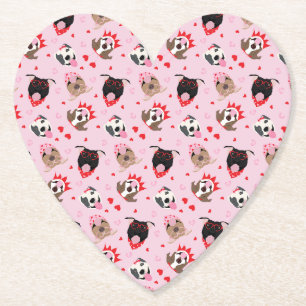 Happy Valentines Day American Pit Bull Terriers Paper Coaster