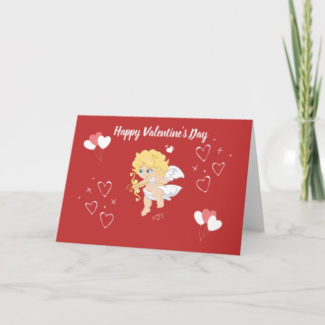 Happy Valentine's Day Angel Holiday Card (Front)