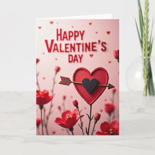 Happy Valentines Day Arrow Heart Card (Front)