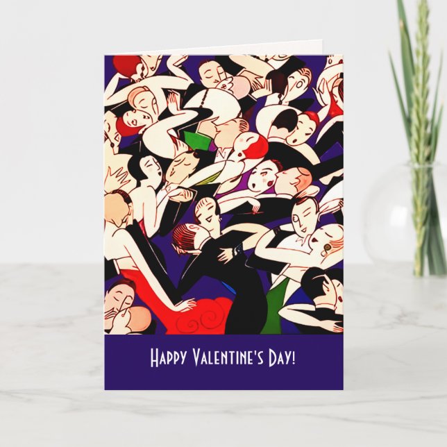 Happy Valentine's Day Art Deco  Holiday Card (Front)