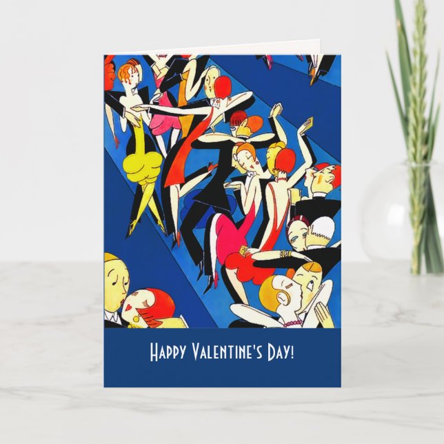Happy Valentine's Day Art Deco  Holiday Card (Front)