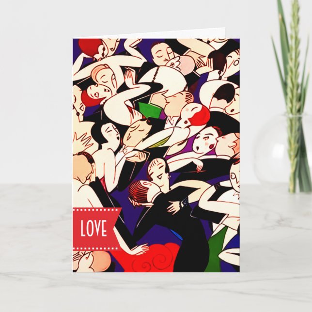 Happy Valentine's Day Art Deco  Holiday Card (Front)