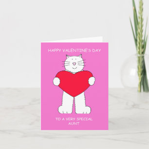 Happy Valentine's Day Aunt White Cat Card