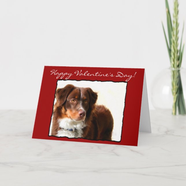Happy Valentine's Day Australian Shepherd card (Front)