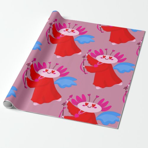 happy valentines day Axolotl cupid Wrapping Paper