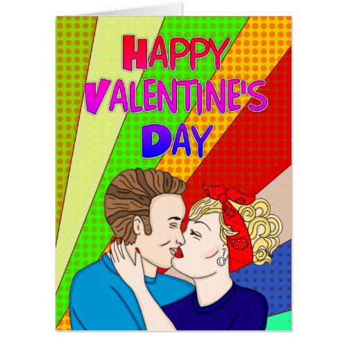 Happy Valentines Day Babe  Retro Pop Art Style Card