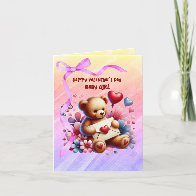 Happy Valentine's Day Baby Girl Holiday Card (Front)