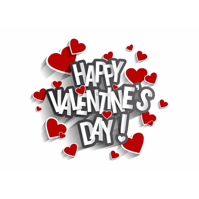 Happy Valentine's Day Balloon (Happy Valentine's Day decorated black and white font with red hearts!)