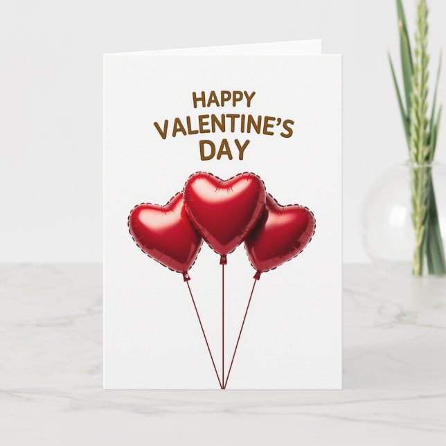 Happy Valentines Day Balloons Card (Front)