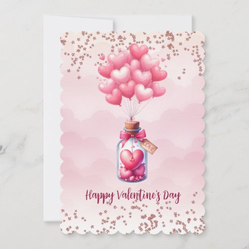 Happy Valentines Day Balloons Holiday Card
