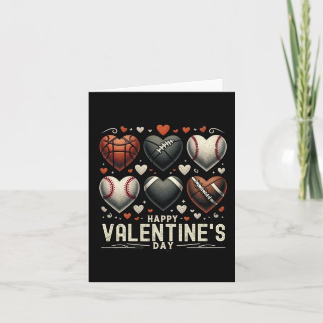 Happy Valentines Day Basketball Baseball Football  Card (Front)