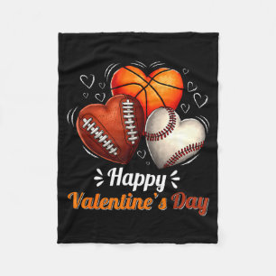 Happy Valentines Day Basketball Baseball Football Fleece Blanket