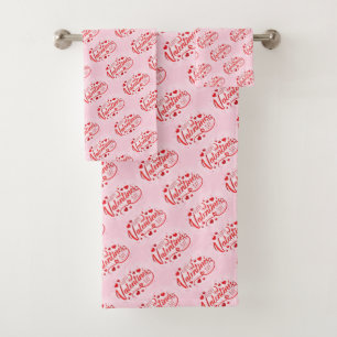 Happy Valentines Day Bath Towel Set