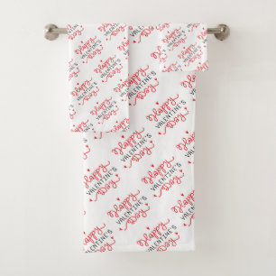 Happy Valentines Day Bath Towel Set