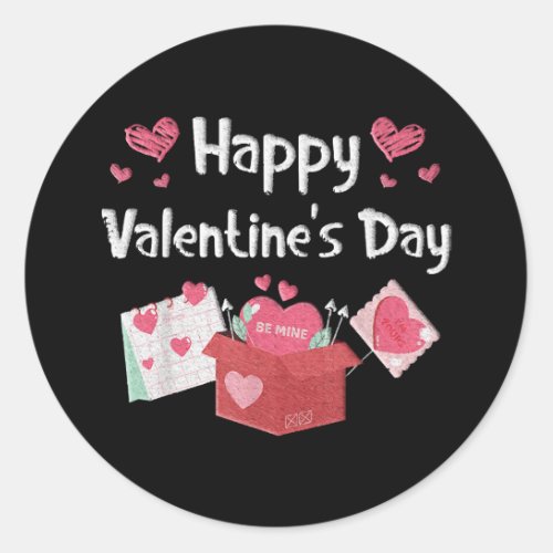 Happy Valentines Day Be Mine Cute Hearts Classic Round Sticker