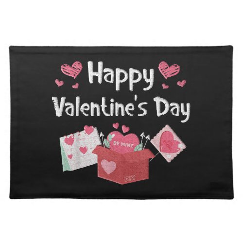 Happy Valentines Day Be Mine Cute Hearts Cloth Placemat