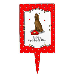 Happy Valentine's Day Be Mine Irish Setter (red 1) Cake Topper