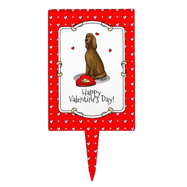 Happy Valentine's Day Be Mine Irish Setter (red 1) Cake Topper (Front)