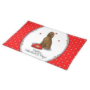 Happy Valentine's Day Be Mine Irish Setter (red 1) Cloth Placemat
